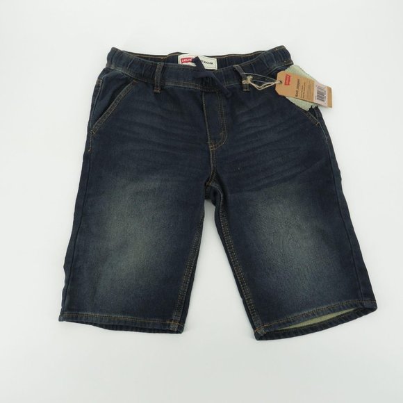 Levis Girls Blue Knit Jogger Jean Shorts Large (12-13 Years) NWT $42 - Picture 3 of 6